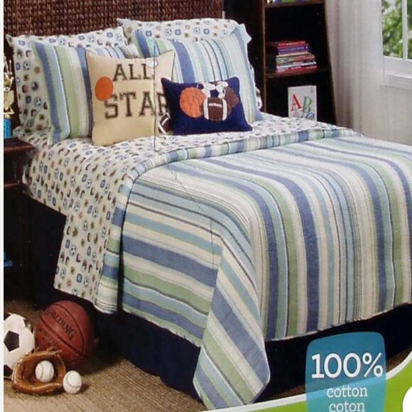 KRU Other - 6 Piece Sports "All Stars" Blue Twin Bedding Set, New with tag